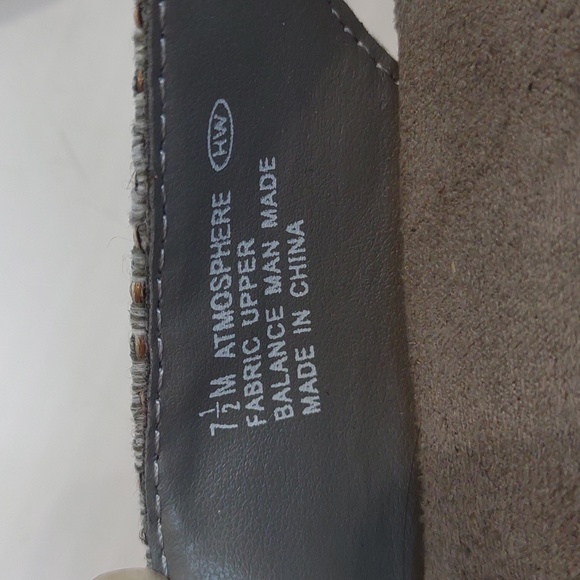 A2 Aerosoles Atmosphere Gray Gold Weave Open Toe Slingback Flower Detail Wedges - Picture 13 of 13